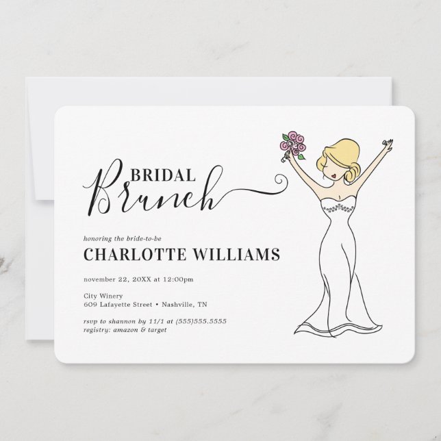 Customizable Avatar Bridal Brunch | Hair Up Invitation (Front)