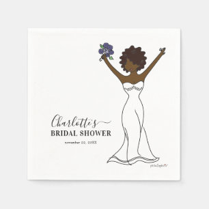 Customizable Avatar Bridal Shower   Curly Hair Napkins