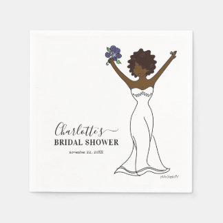 Customizable Avatar Bridal Shower | Curly Hair Napkins