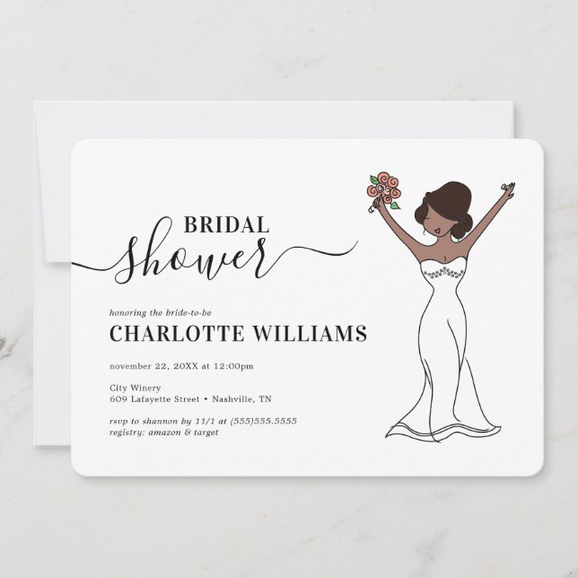 Customizable Avatar Bridal Shower | Hair Up Invitation (Front)