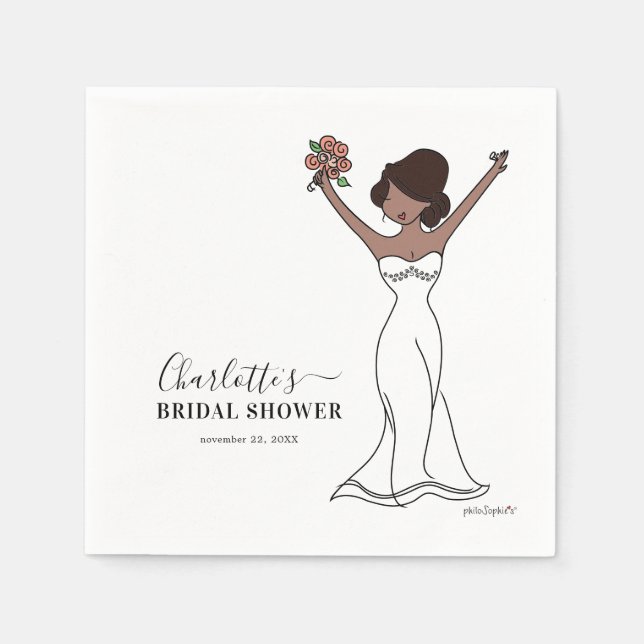 Customizable Avatar Bridal Shower | Hair Up Napkins (Front)
