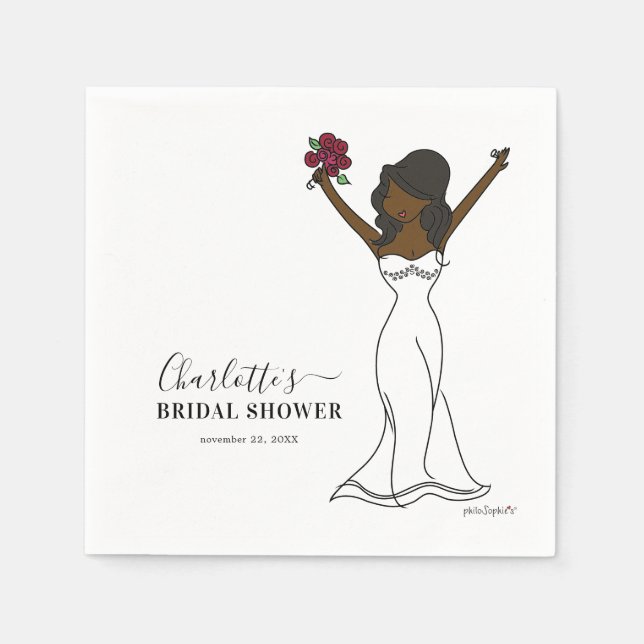 Customizable Avatar Bridal Shower | Long Hair Napkins (Front)