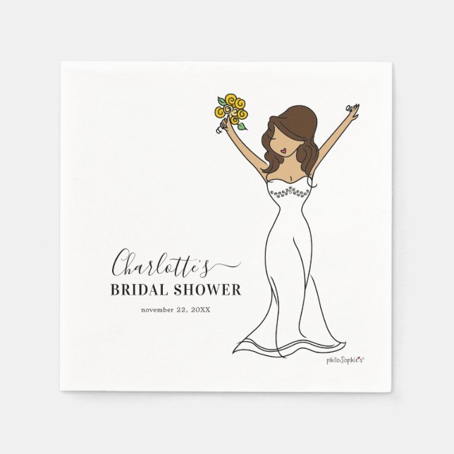 Customizable Avatar Bridal Shower | Long Hair Napkins (Front)