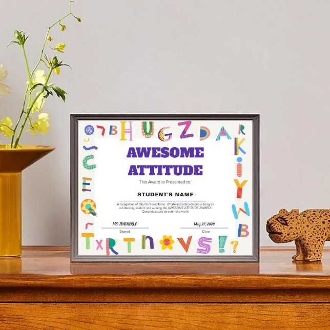 Customizable Awesome Attitude Student Class Award (Customizable Awesome Attitude Student Class Award)