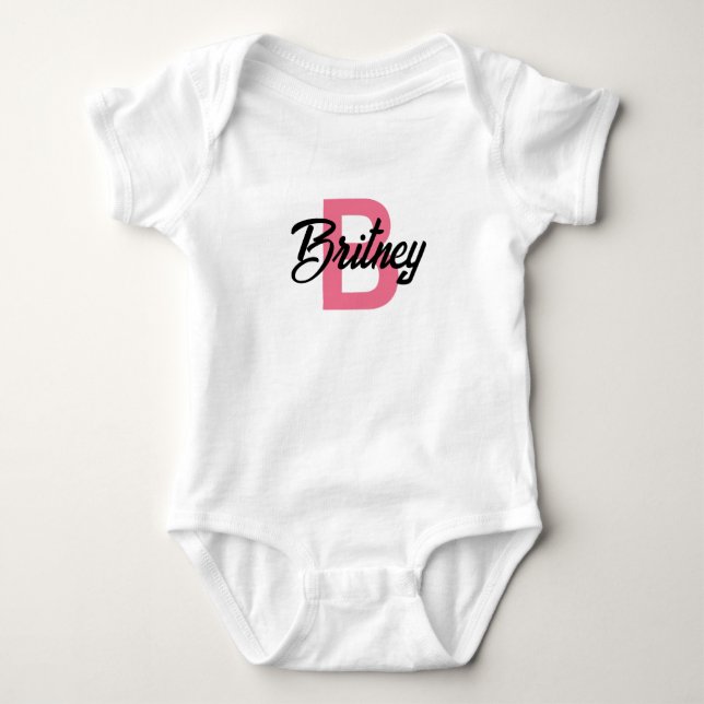 Customizable “B” Baby Girl Bodysuit (Front)