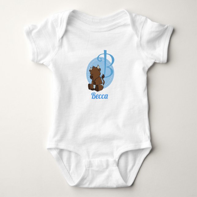 Customizable B is for Bison Baby Bodysuit (Front)