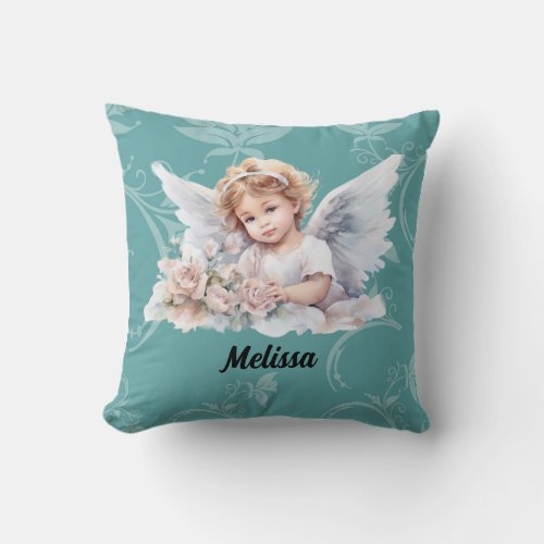 customizable baby angel throw pillow