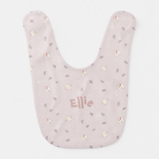 Customizable Baby Bib - Cute Neutral Pink Sheep