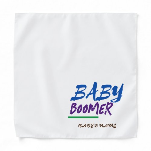 Customizable Baby Boomer Name Design Large Bandana