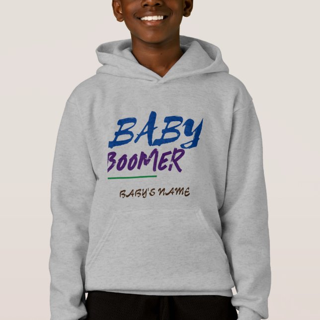 Customizable Baby Boomer Name Design Large Hoodie (Front)