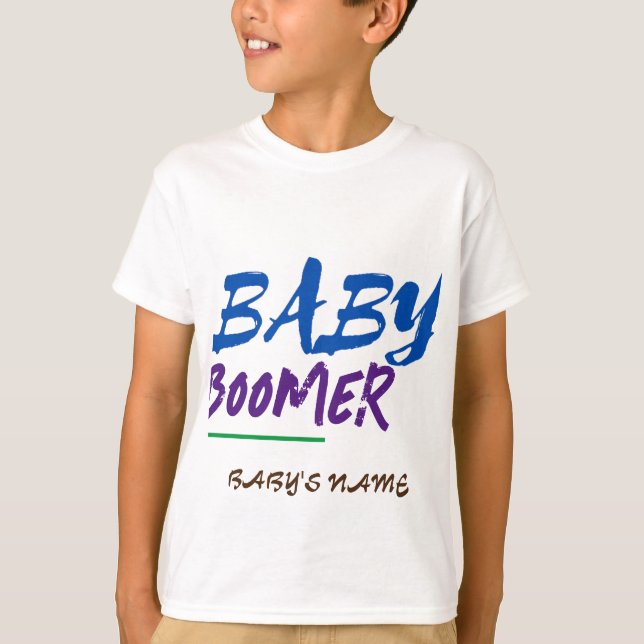 Customizable Baby Boomer Name Design Large T-Shirt (Front)