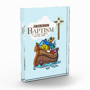 Customizable, Baby Boy Baptism Noah's Ark Acrylic Award
