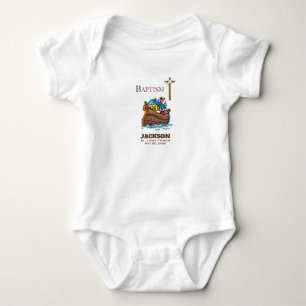 Customizable, Baby Boy Baptism Noah's Ark Bodysuit