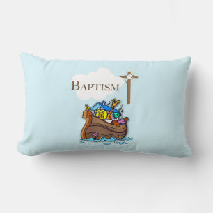 Customizable, Baby Boy Baptism Noah's Ark Lumbar Pillow