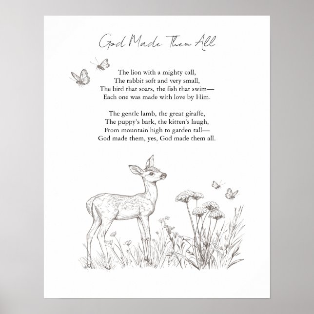 Customizable Baby Deer Nursery Poster (Front)