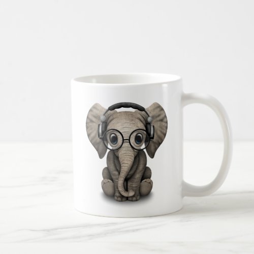 Customizable Baby Elephant Dj with Headphones Coffee Mug
