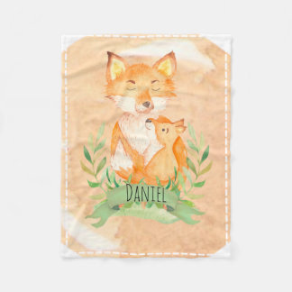 Customizable Baby Fox Fleece Blanket