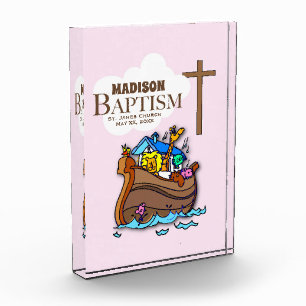 Customizable, Baby Girl Baptism Noah's Ark Award