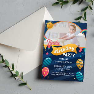 Customizable Baby Girl Birthday Photo Invitation
