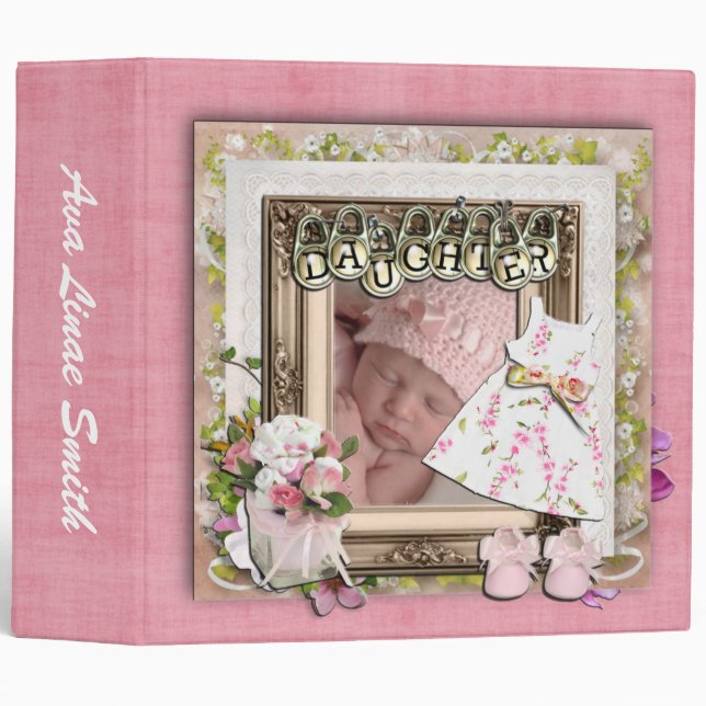 Customizable Baby Girl Scrapbook Binder (Front/Spine)
