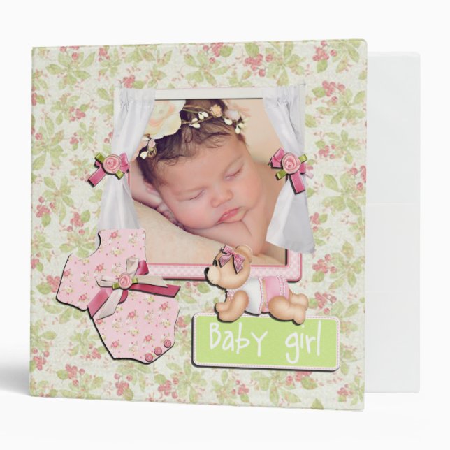 Customizable Baby Girl Scrapbook Binder (Front/Inside)