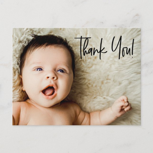 Customizable Baby Photo and Message Thank You  Postcard (Front)