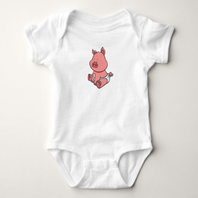Customizable Baby Pig Baby Bodysuit (Front)