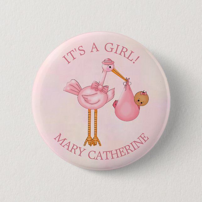 Customizable Baby Shower Favors Pinback Button (Front)