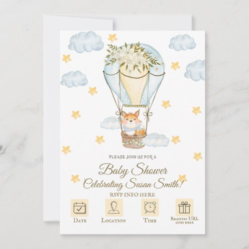 Customizable Baby Shower Invite _ Hot Air Balloon