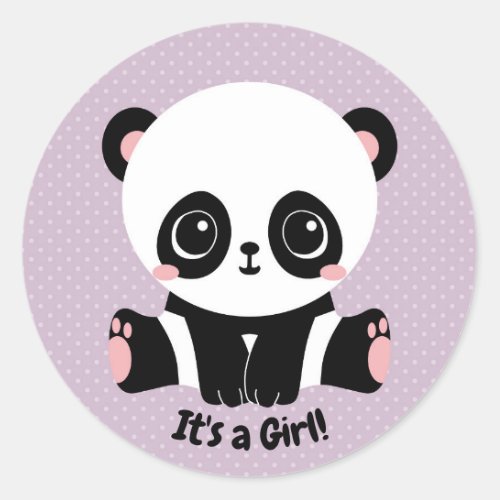 Customizable Baby Shower Panda Its a Girl Sticker