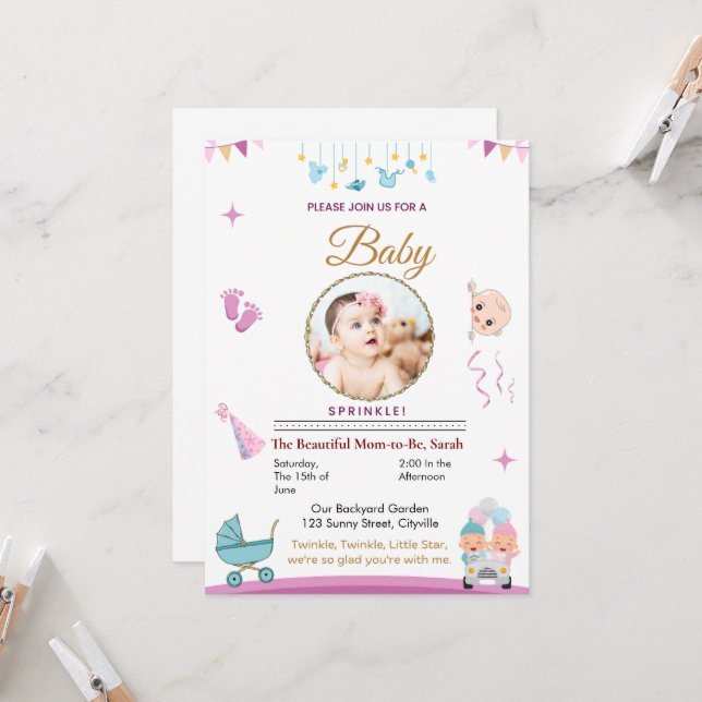 Customizable Baby Sprinkle Invitation (Front/Back In Situ)