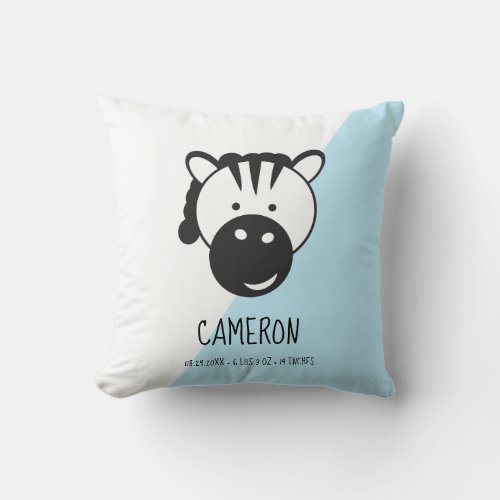 Customizable Baby Stats and Photo Throw Pillow