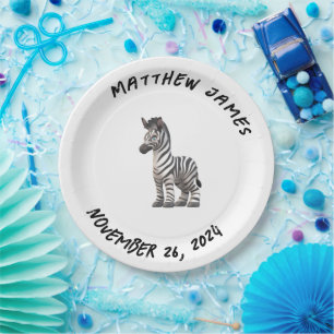Customizable Baby Zebra Paper Plate