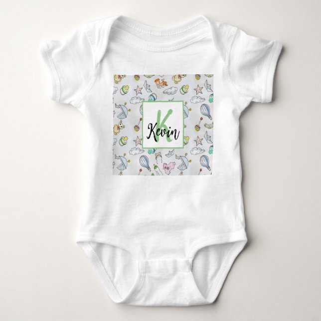 Customizable Baby's Monogrammed Bodysuit (Front)
