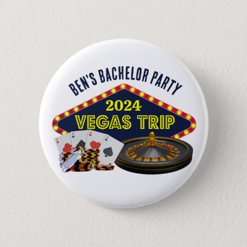 Customizable Bachelor Party Las Vegas Trip Casino Button
