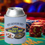 Customizable Bachelor Party Las Vegas Trip Casino Can Cooler<br><div class="desc">Customize your own bachelor party can coolers for a Las Vegas trip. A cool personalized can cooler featuring gambling casino staples such as a deck of cards,  poker chips,  and roulette wheel with Vegas Trip in yellow script. Fun gambler keepsake gift for your groomsmen and best man.</div>