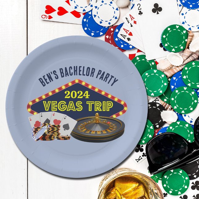 Customizable Bachelor Party Las Vegas Trip Casino Paper Plates (Creator Uploaded)