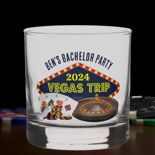 Customizable Bachelor Party Las Vegas Trip Casino Whiskey Glass