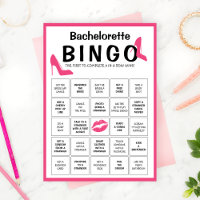 Customizable Bachelorette Party Bingo Game Card