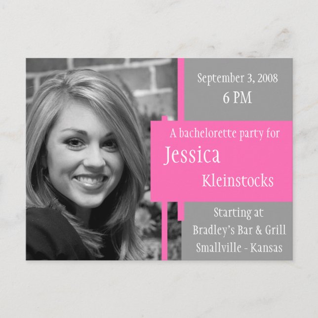 Customizable Bachelorette Party Revision 2 - Photo Invitation Postcard (Front)