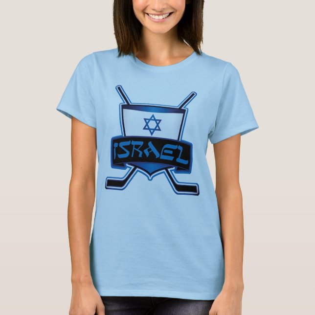 Customizable Back Print Israel Ice Hockey T-Shirt (Front)