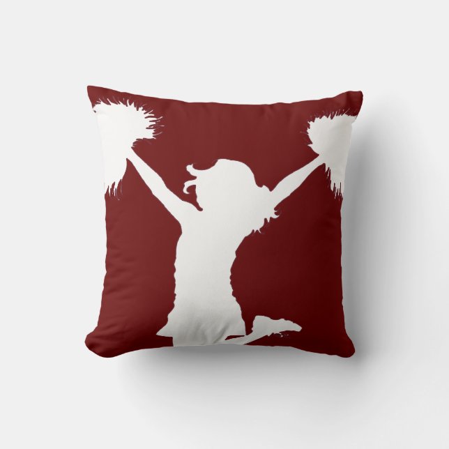 Customizable Background Cheerleader Cheerleading Throw Pillow (Front)