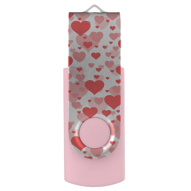 Customizable Background Color for Hearts Flash Drive (Back (Vertical))