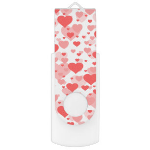 Customizable Background Color for Hearts USB Flash Drive