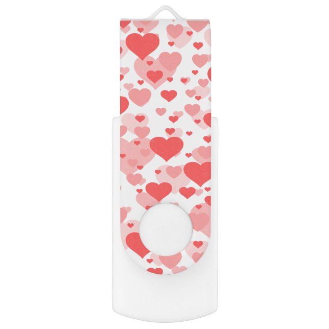 Customizable Background Color for Hearts USB Flash Drive (Front Vertical)