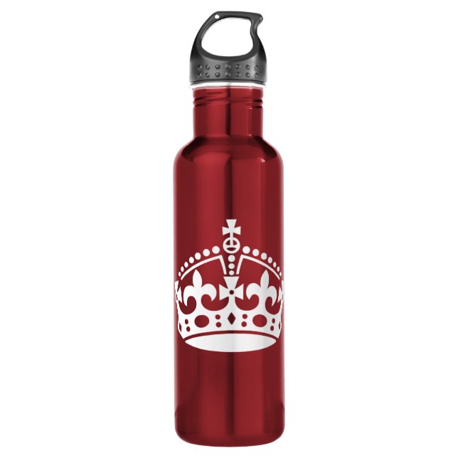 Customizable Background Keep Calm Crown Water Bottle (Front)