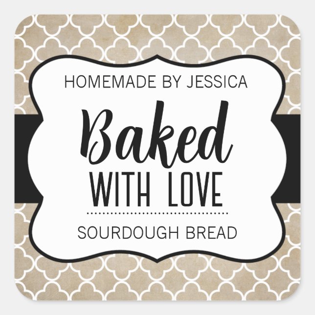 Customizable Baked with Love Label HM012sqv1 (Front)
