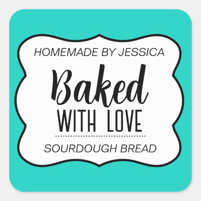 Customizable Baked with Love Label HM012sqv3 (Front)
