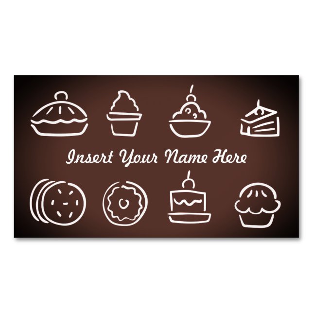 Customizable baker pastry chef brown business card magnet (Front)