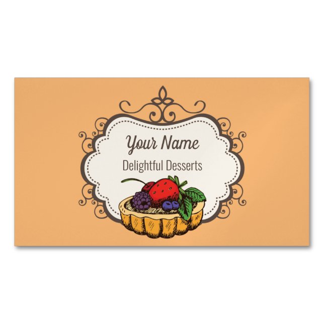 Customizable baker pastry chef business card magnet (Front)